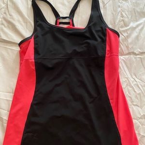 Hot pink and black flattering color block top